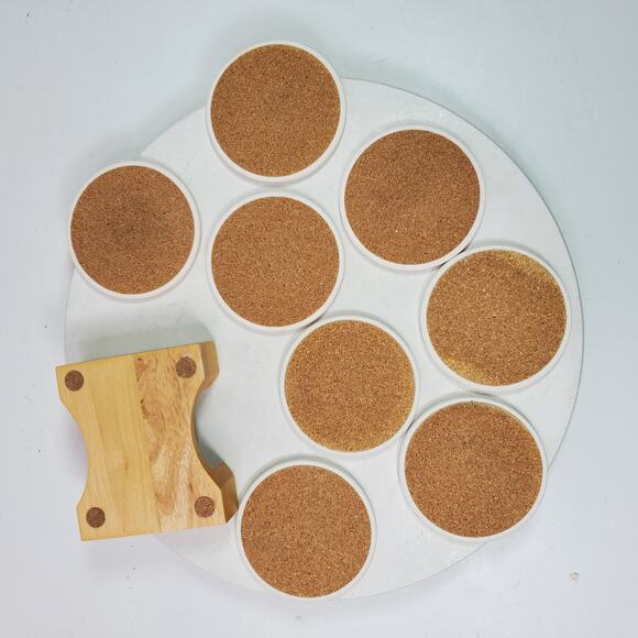 Vintage Coca Cola Coasters 4 Inch SET OF 8 + Wood Holder - Picture 3 of 3